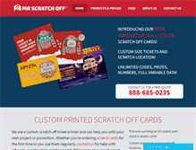 Tablet Screenshot of customprintedscratchoffcards.com